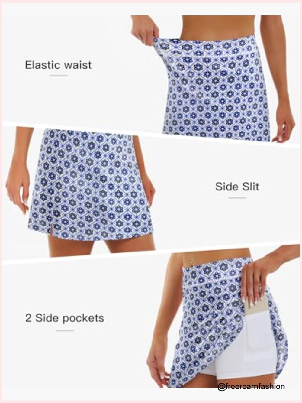Women's Athletic Skort with Pockets 17" Inner Shorts Skirts - Picture 6 of 7